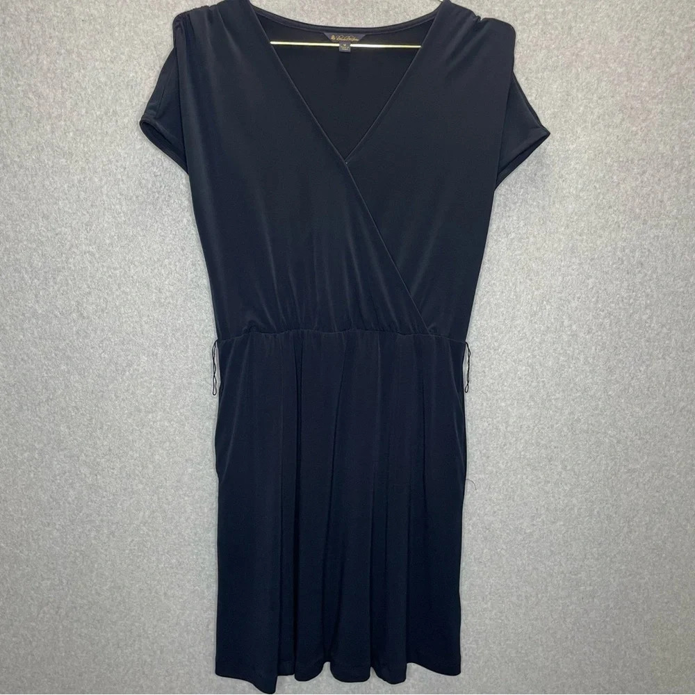 Brooks Brothers Cross Front Cinched Waist Cap Sleeve Travel Friendly Midi Dress